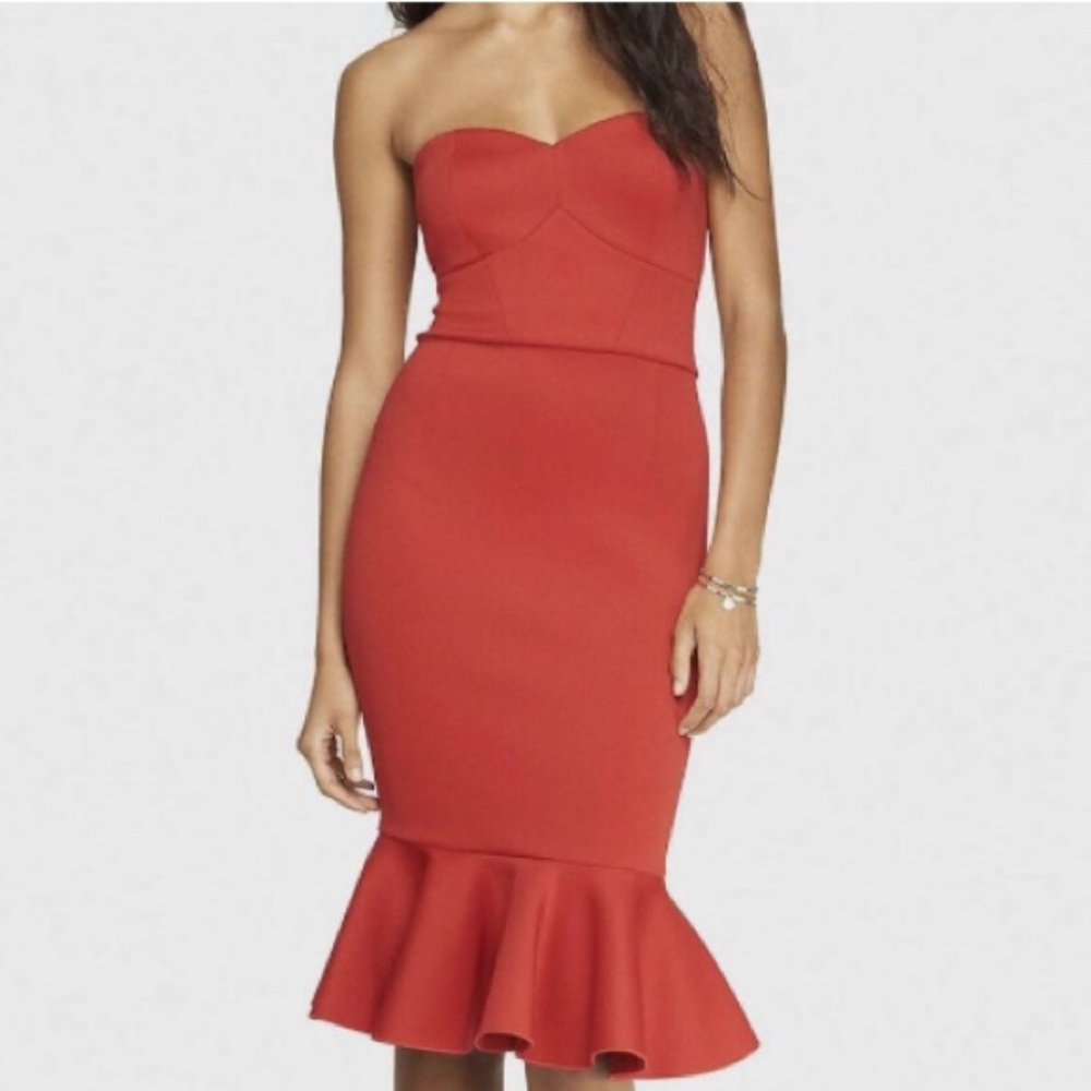 Elegant Red Strapless Dress